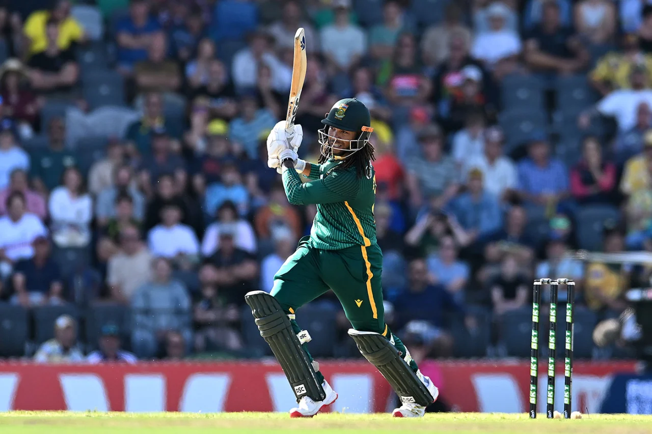 Tony de Zorzi batting for South Africa during the 2nd ODI against Australia at Great Barrier Reef Arena, Mackay, August 2025.